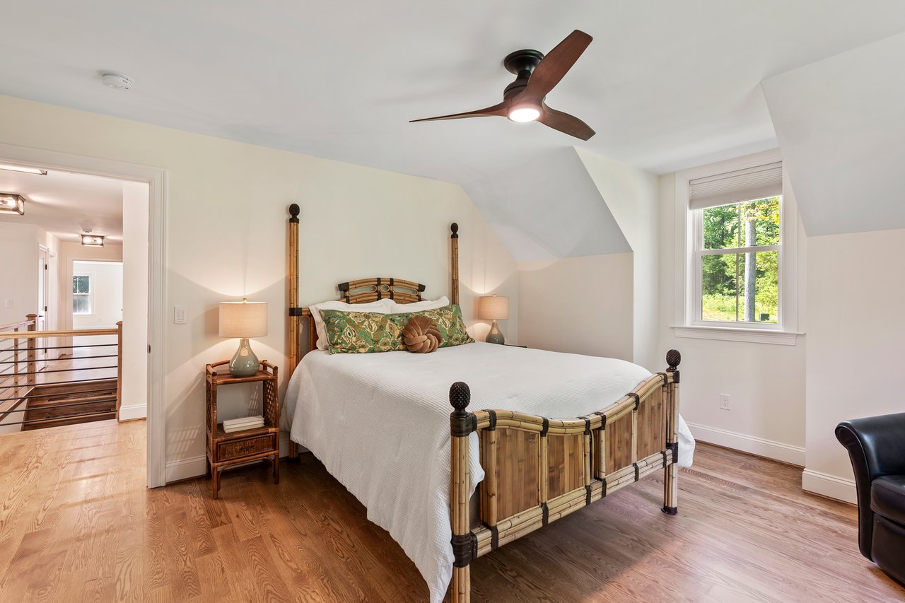 Lovely bedroom with ceiling fan