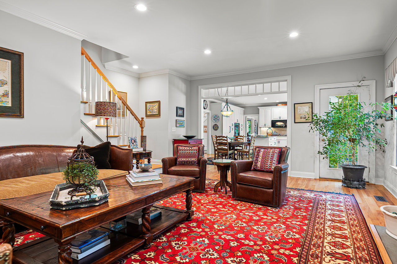 Family room with gas fireplace.