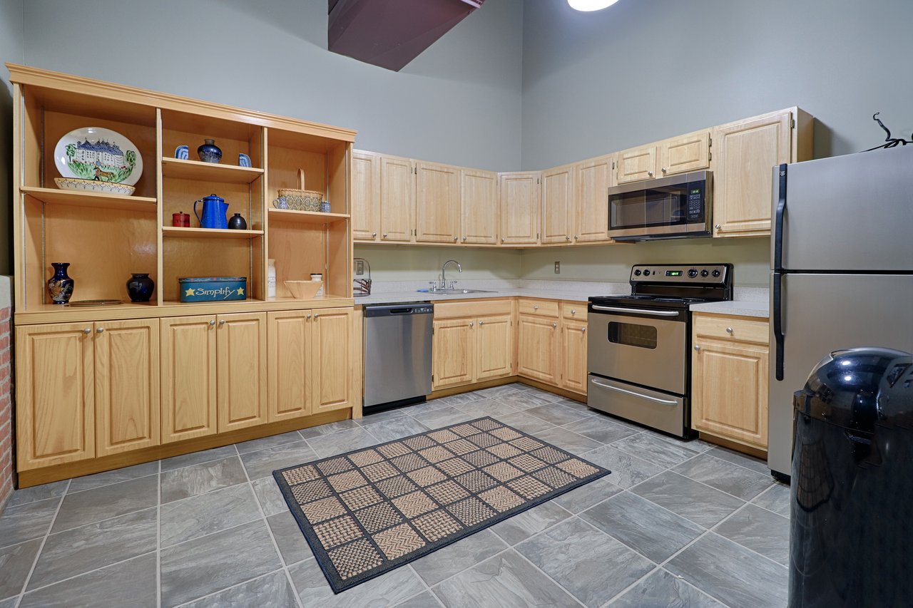 This is the kitchen for the game/party/gathering space. Great for parties and game day!