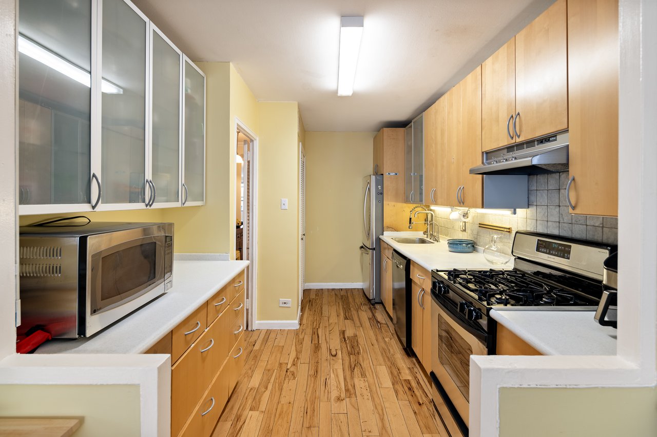 Kitchen with stainless steel appliances