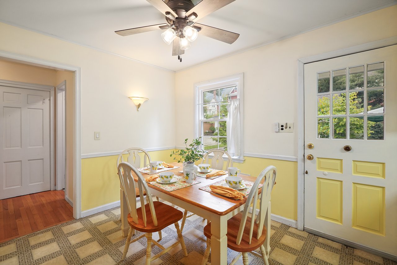 Dining area featuring ceiling fan