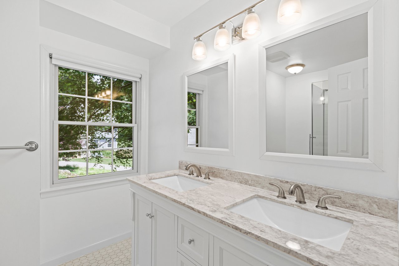 Alternate View of the Full Hall bathroom with double vanity