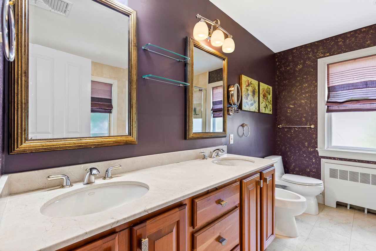 Primary bathroom with dual vanity