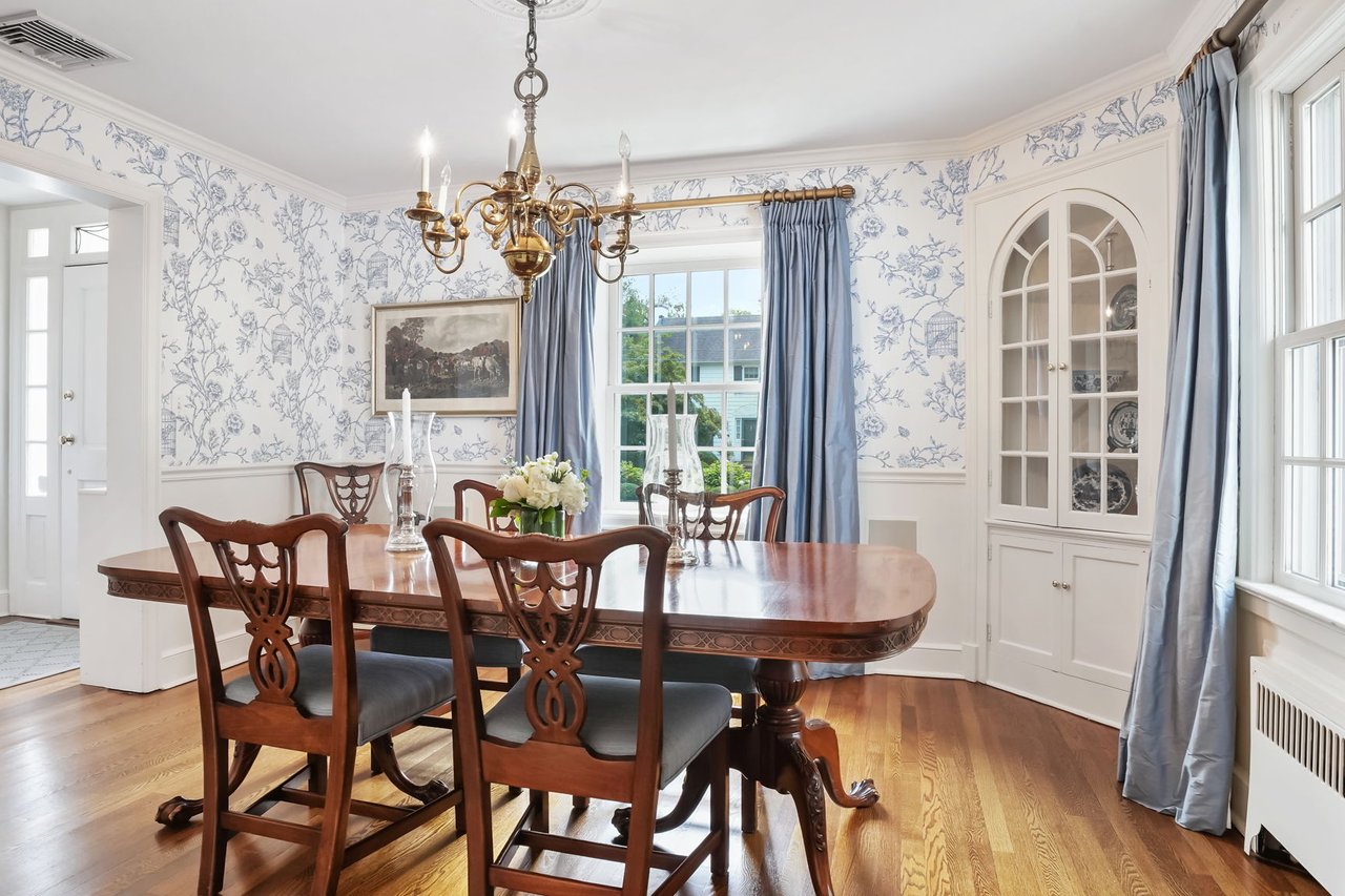 Light Filled Dining Room with built-in hutch