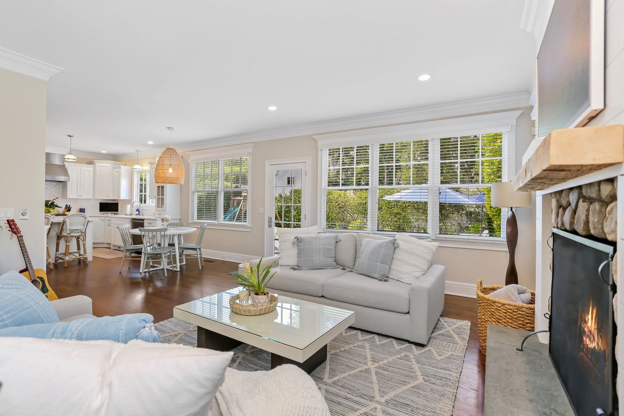 Family room with view of backyard
