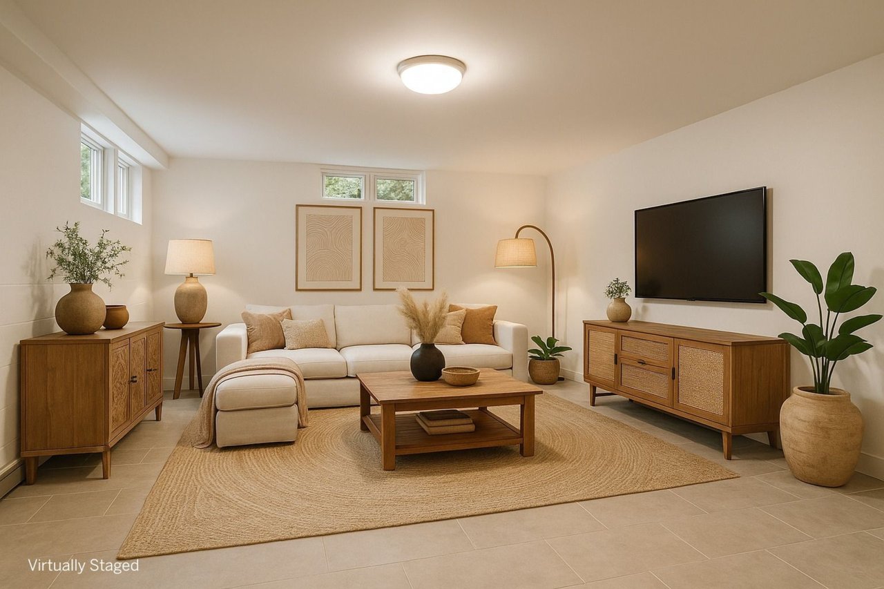 Virtually Staged Lower level family room