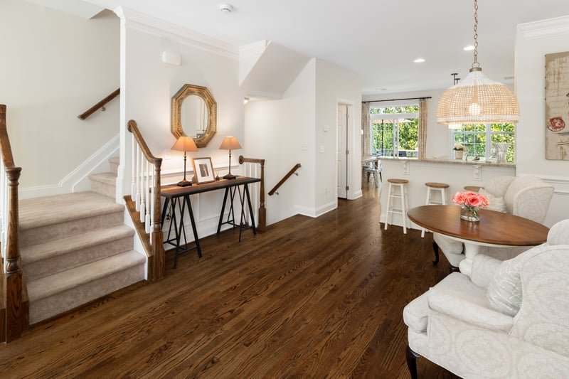 Elegant details on staircase to upstairs bedrooms	