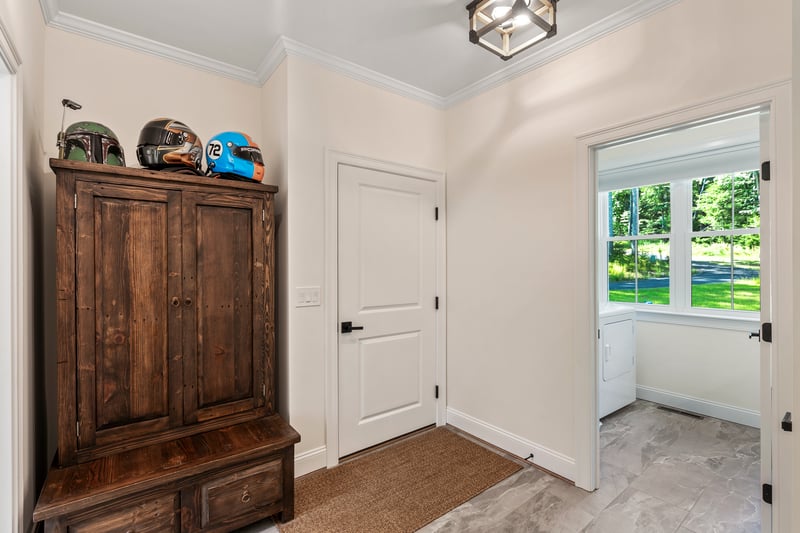 Functional mud room from garage