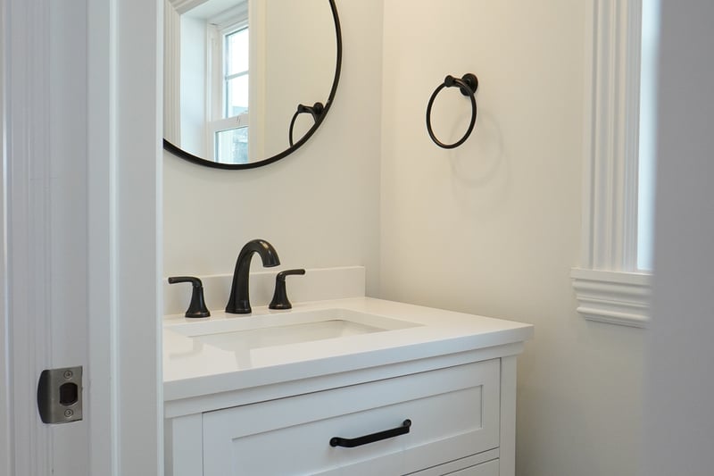 Farmhouse style powder room on main level