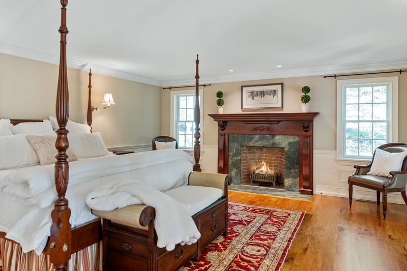 Luxurious primary suite is a haven of relaxation