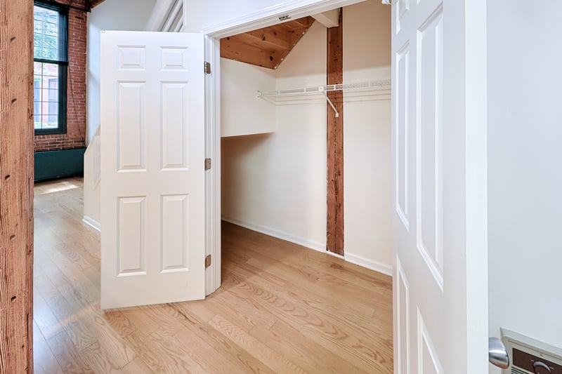 This is a large coat closet, with extra space for bulky items, too.