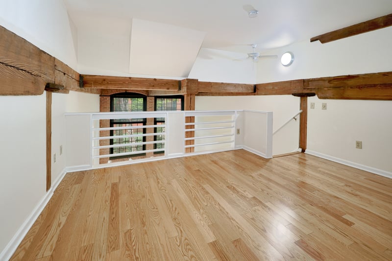 The beams add visual interest, and the floors reflect the light, too.