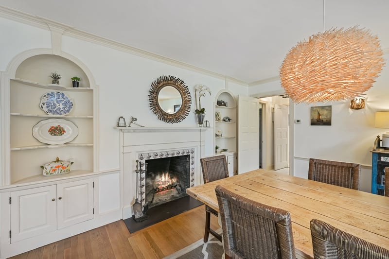 Dining Room with Fireplace with Delft tiles