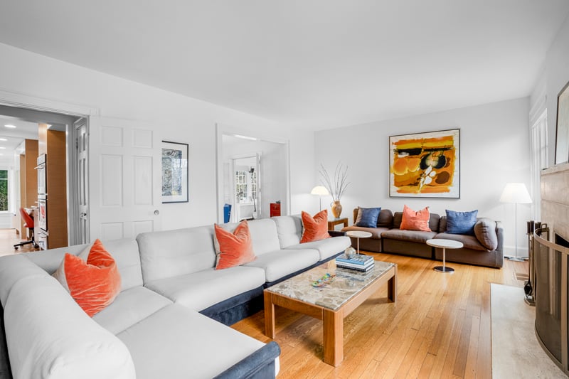 Living room featuring light wood-style floors