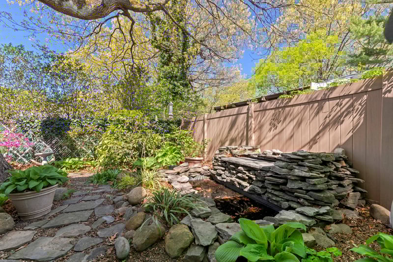 Waterfall in the back and side yards