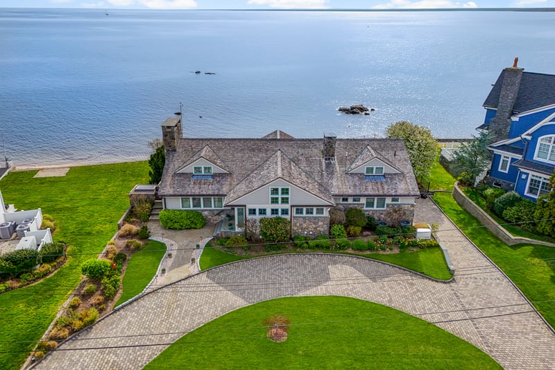 Aerial view of home and property