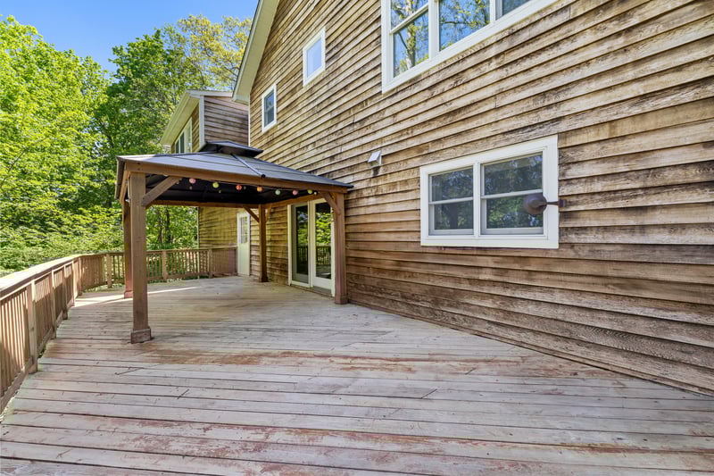 Rear Deck with Gazebo and Seasonal River Views