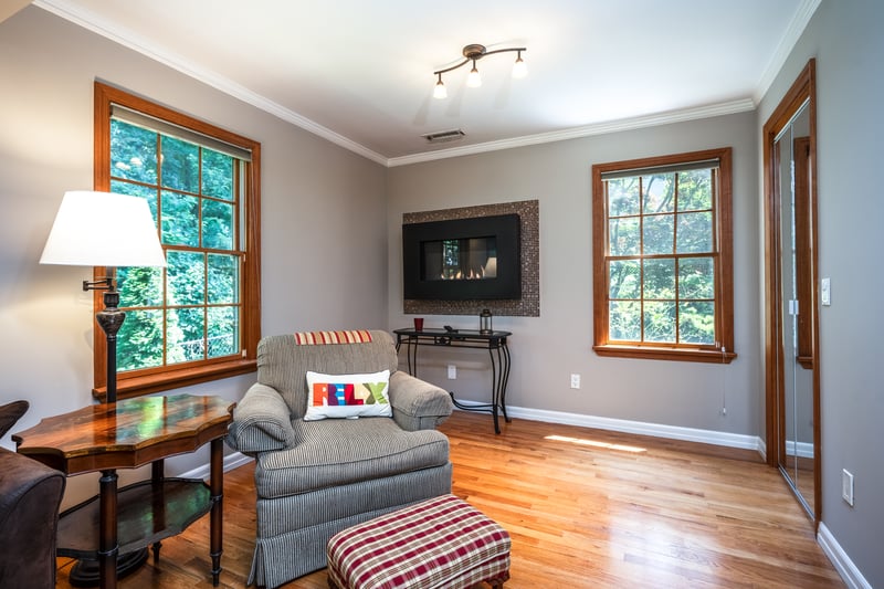 An area to relax, read a book and enjoy the elevated gas fireplace.