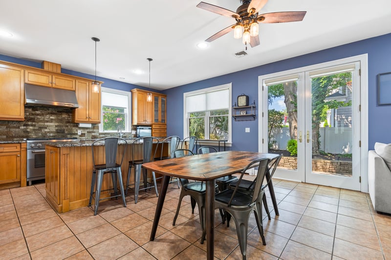 Kitchen also has French doors to the back yard.