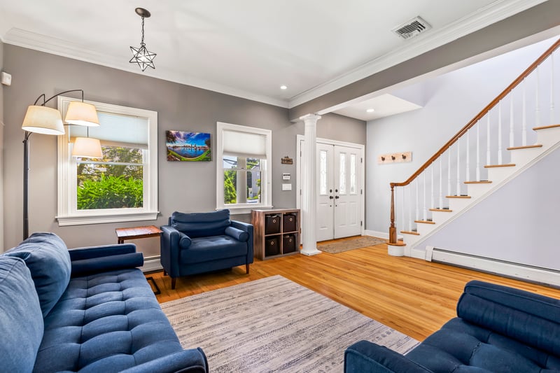 Entry foyer opens to formal living room