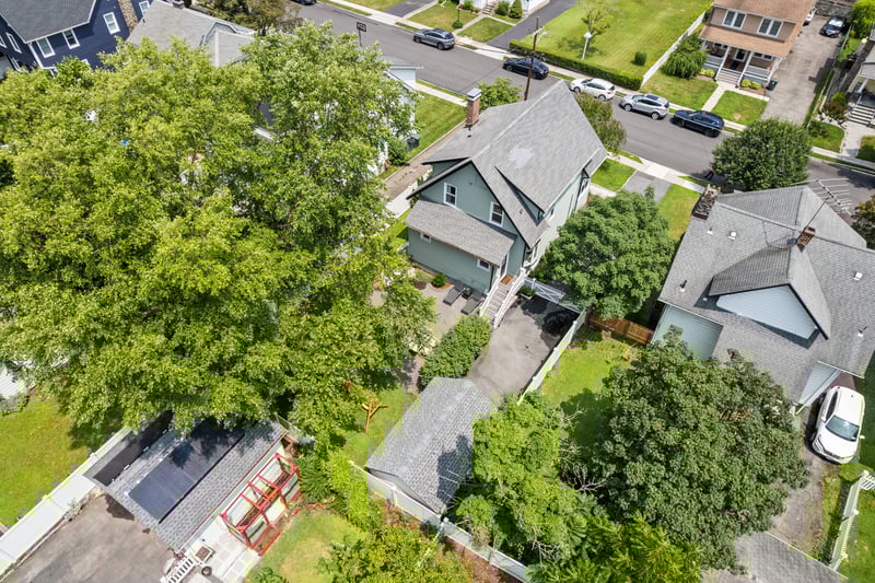 Aerial perspective of suburban area