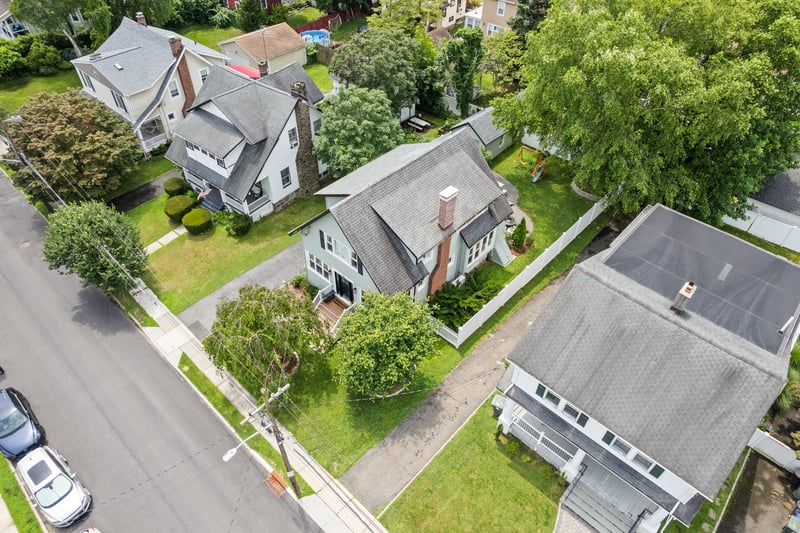 Aerial perspective of suburban area