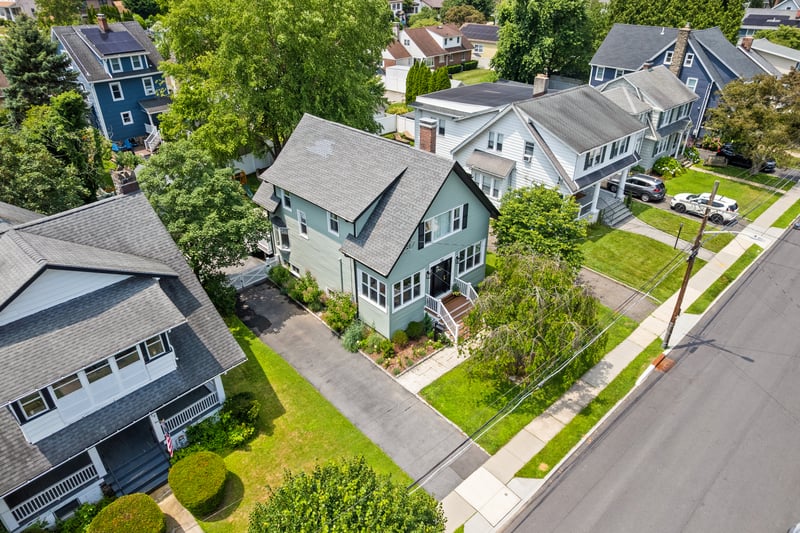 Aerial perspective of suburban area