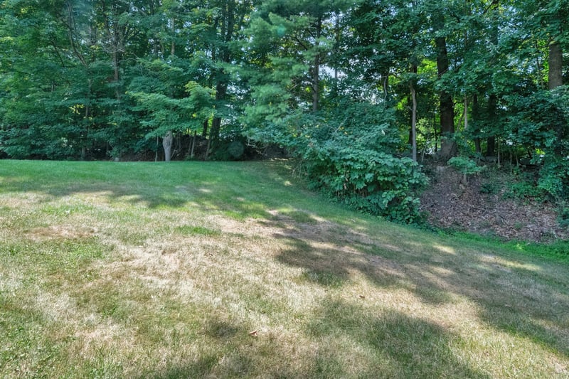 View of green lawn from the patio