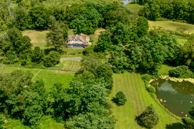 Drone / aerial view of a nearby body of water
