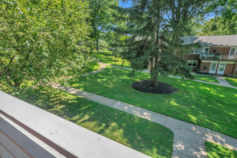 Looking down from the deck to the walkway.