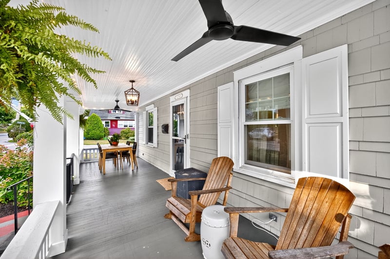Front Porch featuring a ceiling fan with ample space for outside dining and lounging.