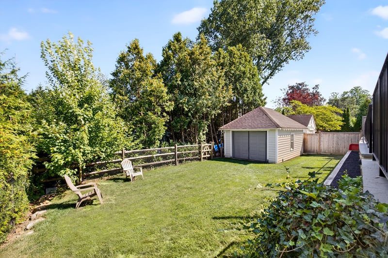 Fenced backyard and garage