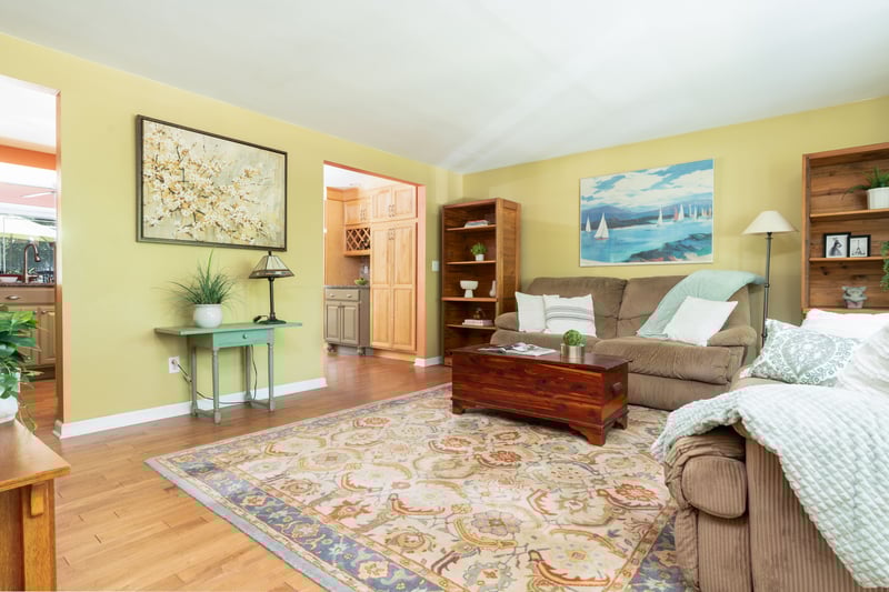 Living area with wood floors