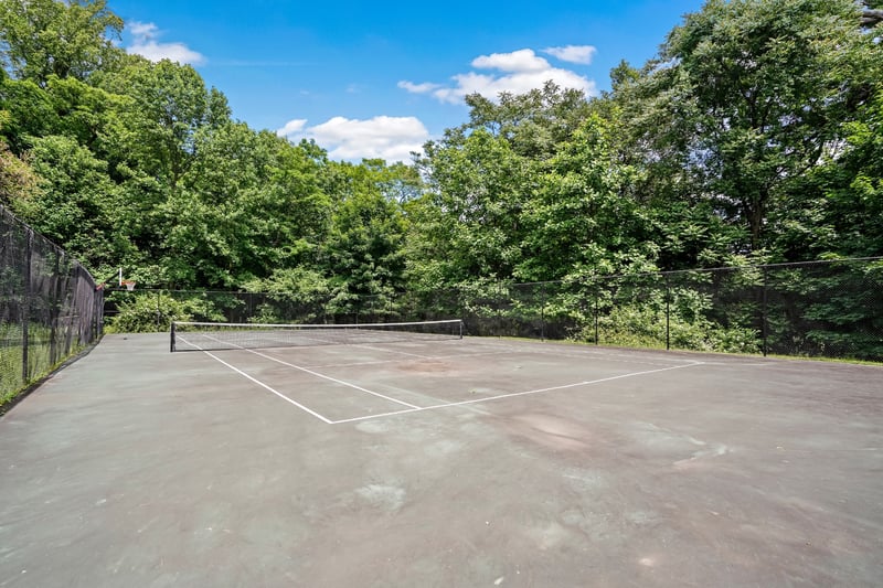 View of tennis court.