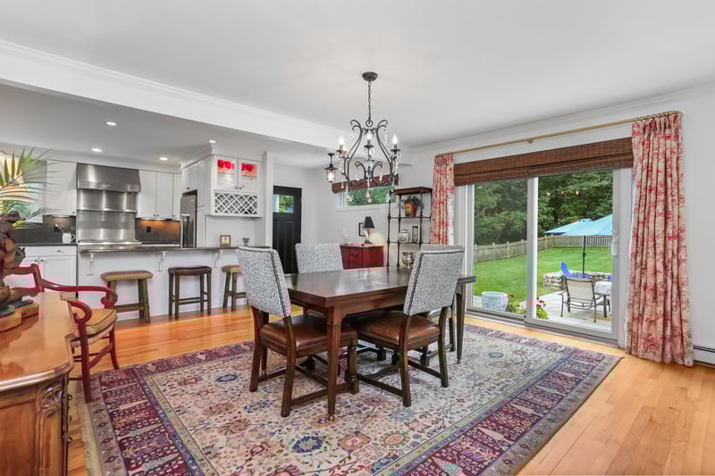Dining area with sliders to Bluestone patio.