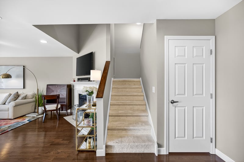 Staircase leads to the bedrooms all on one level.