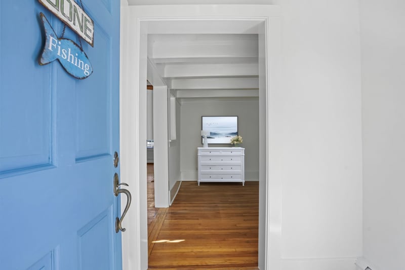 Lovely entryway greets guests.