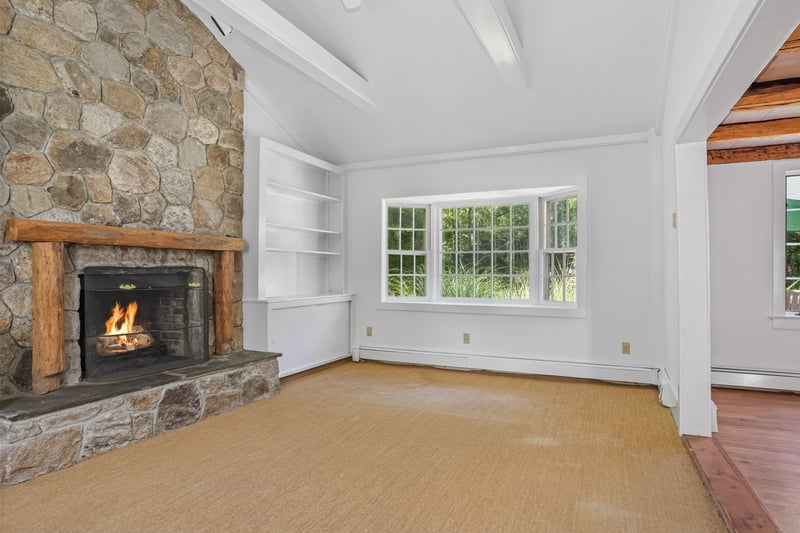 Gorgeous stone fireplace and vaulted ceiling!