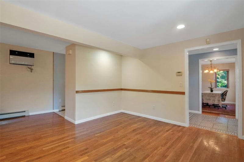 Actual view of Living Room, toward Entry and Dining Room