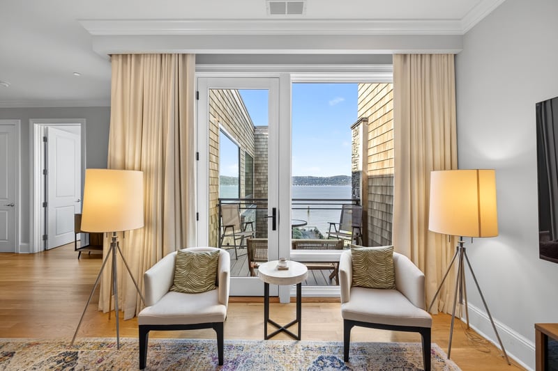 Living room looking out to balcony