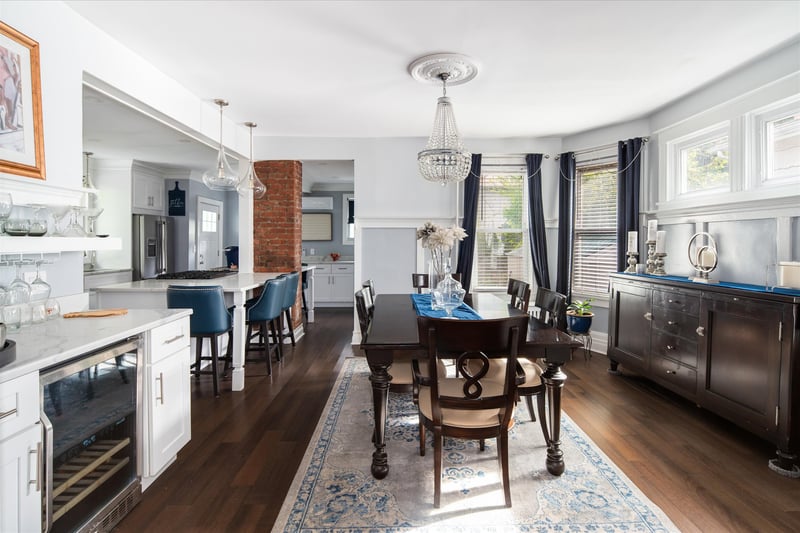 Beautiful dining room open to kitchen