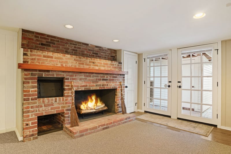 French doors leading to patio & exterior storage
