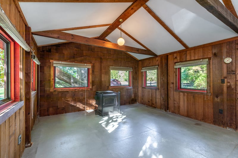 3 season porch with pellet stove.