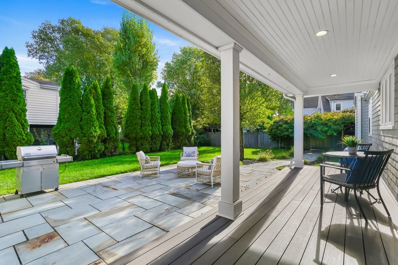 Porch provides great added shade for hot, sunny sayd.
