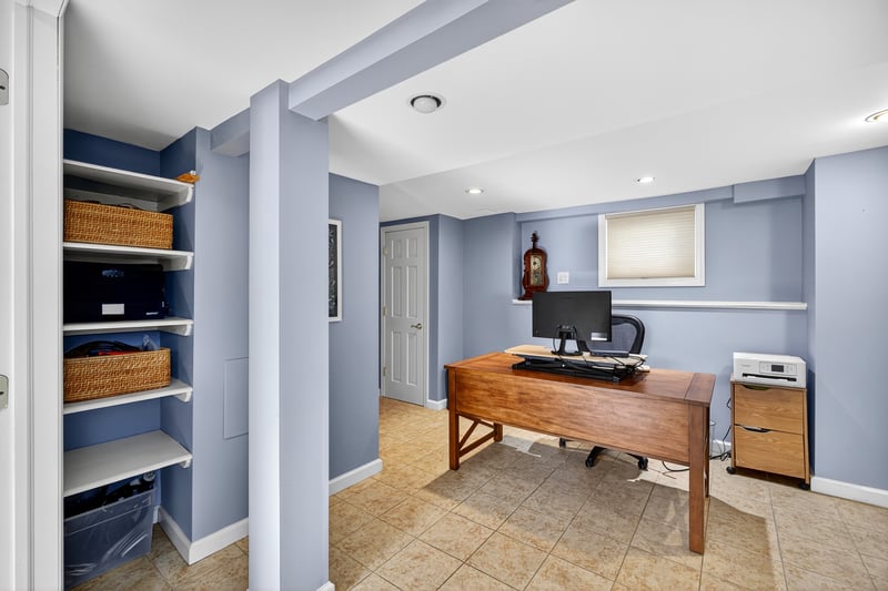 Home office in the finished basement