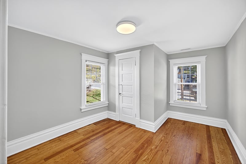 Bedroom #2 with newly refinished hardwood floors