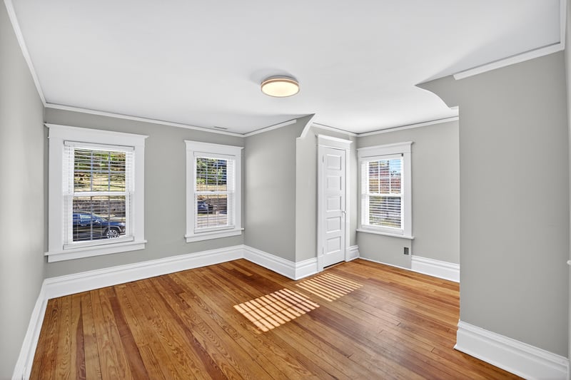 Bedroom #3 with newly refinished hardwood floors