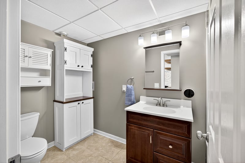 Lowest level full bathroom