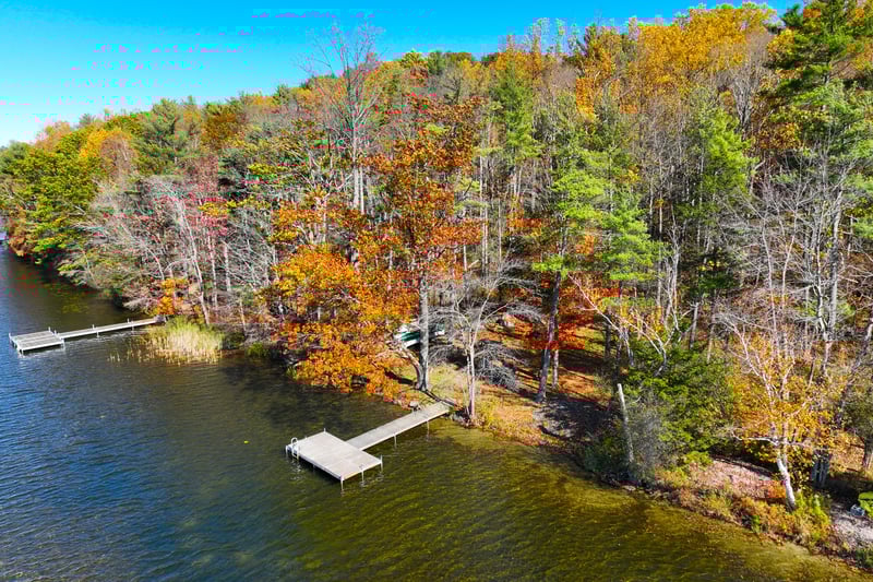 Aerial view of shared lake access