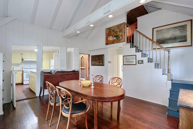 Besides the open pass throughs, there is a door that can be open from the kitchen to the dining room, if desired.